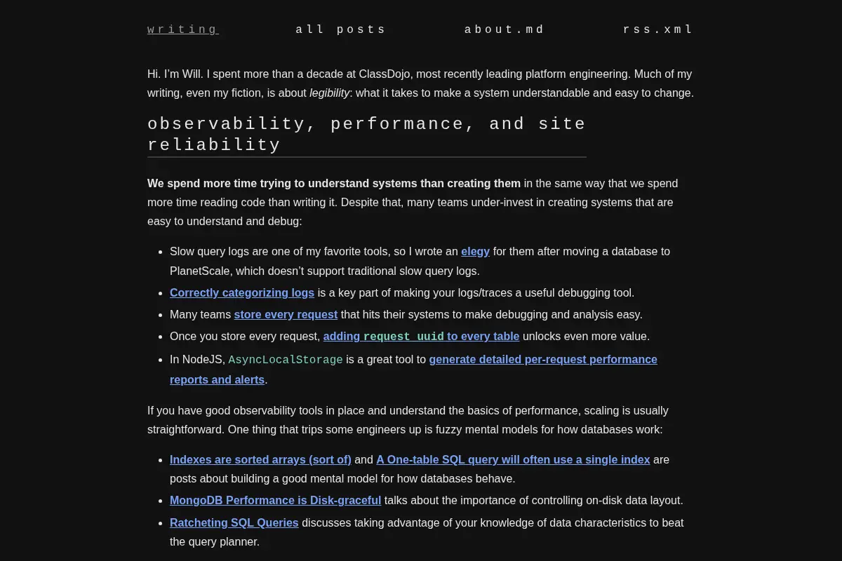 Will Keleher – Engineering legibility, observability, & writing