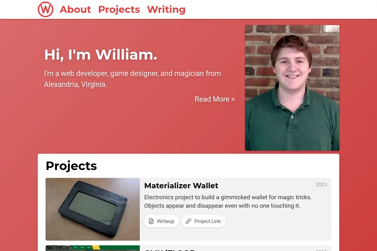 William O'Connell - Web Developer, Game Designer, Magician