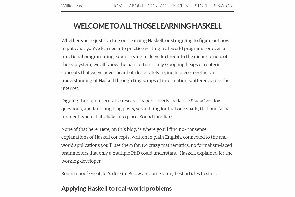 Welcome to all those learning Haskell | William Yao