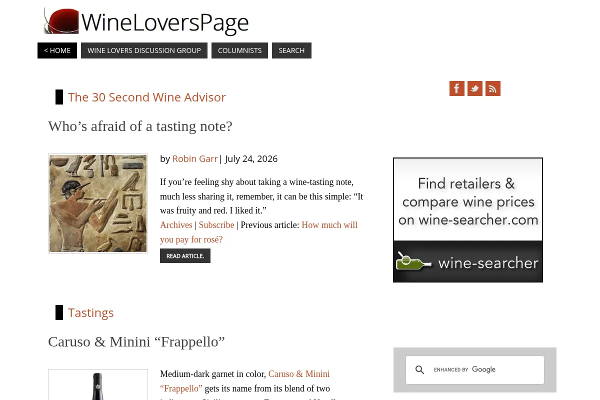 WineLoversPage - Straight talk in plain English about fine wine