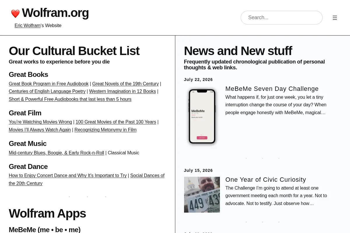 Wolfram.org – Eric Wolfram's Centralized Repository for Public Information