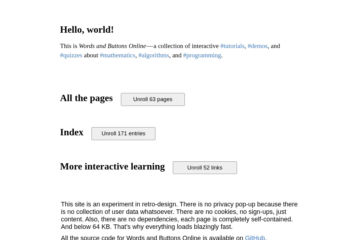 Words and buttons online