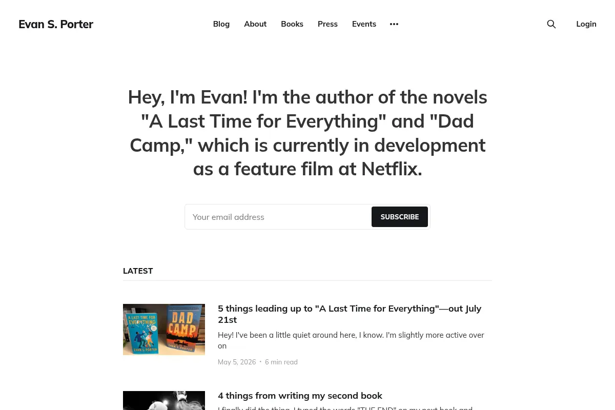 Evan S. Porter - Author of Dad Camp & A Last Time for Everything