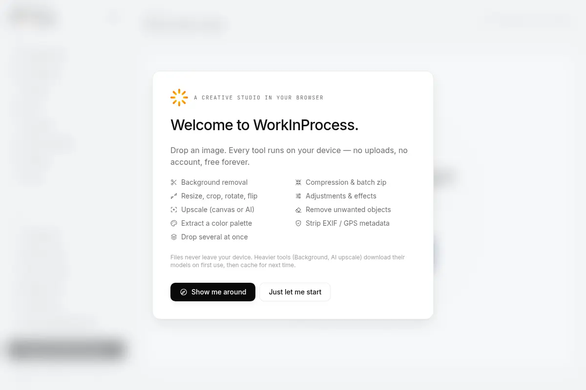 WorkInProcess — Edit images in your browser, no uploads