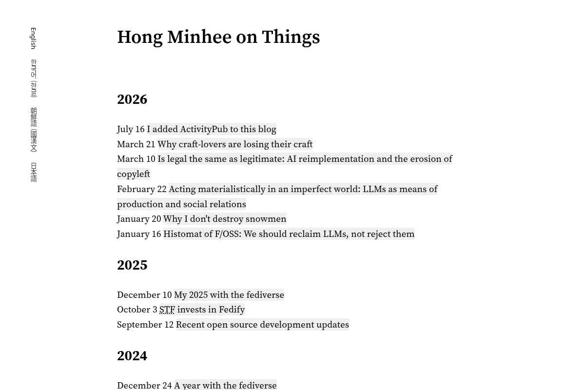 Hong Minhee on Things