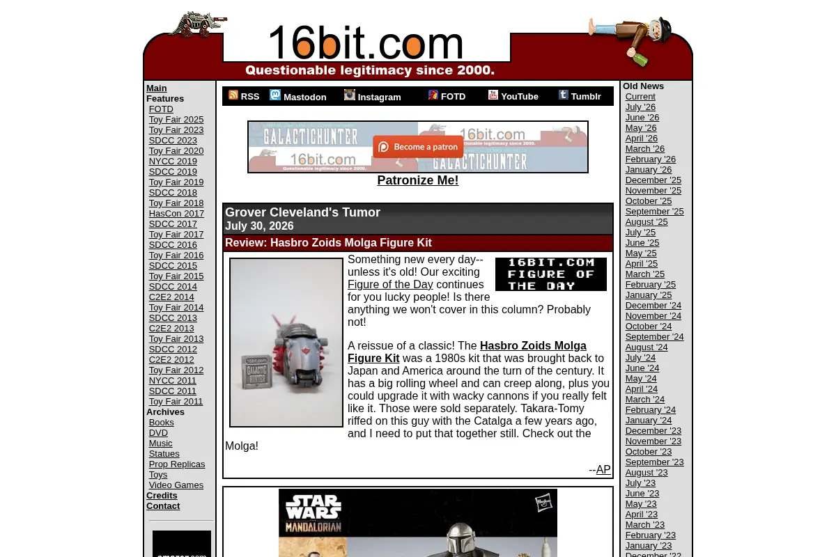 16bit.com - Action Figures, Toys, and Video Games News
