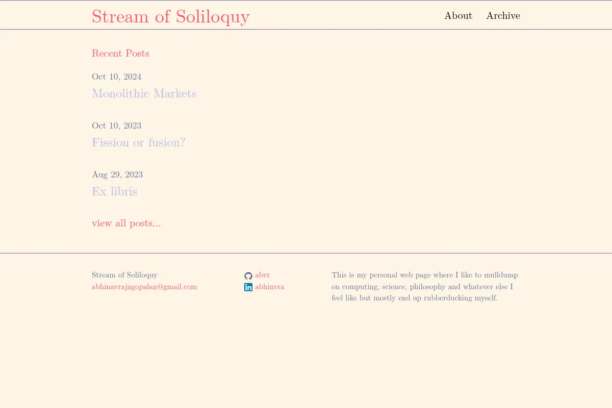 Stream of Soliloquy