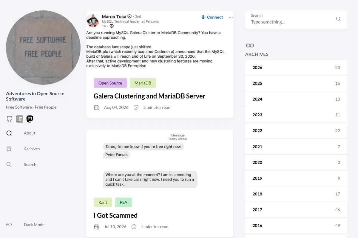 Adventures in Open Source Software