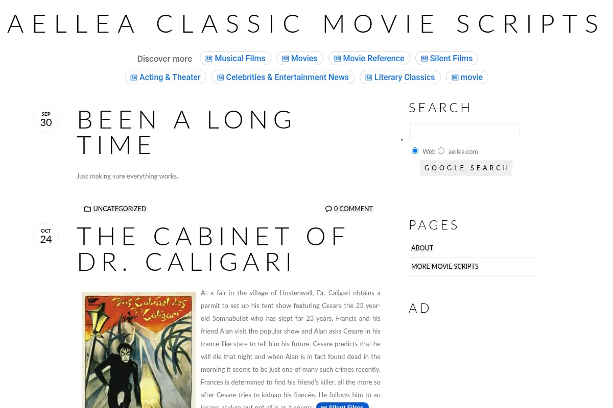 aellea Classic Movie Scripts
