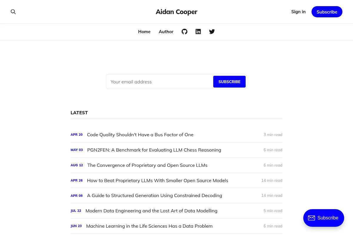 Aidan Cooper - AI/ML engineering