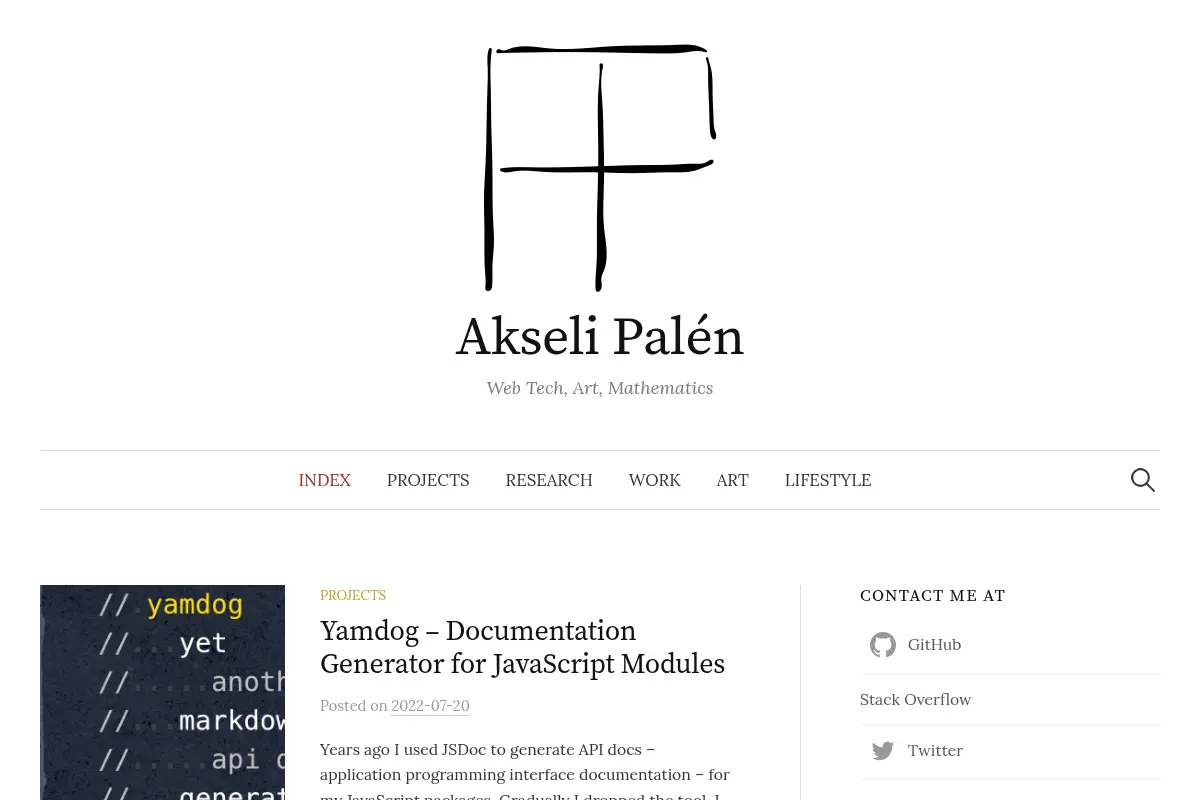 Akseli Palén – Web Tech, Art, Mathematics