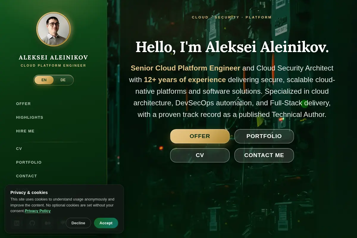 Cloud Platform & Security Architect | Aleksei Aleinikov
