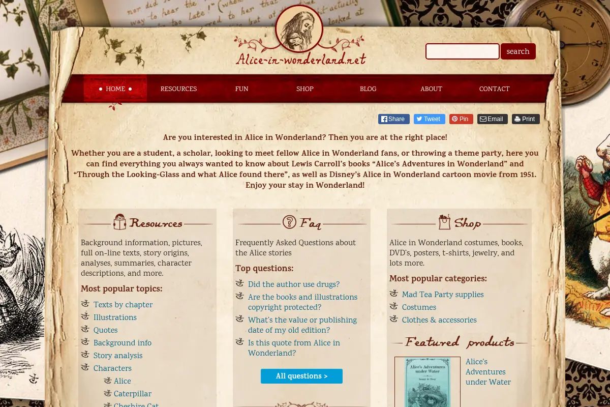 Alice in Wonderland.net