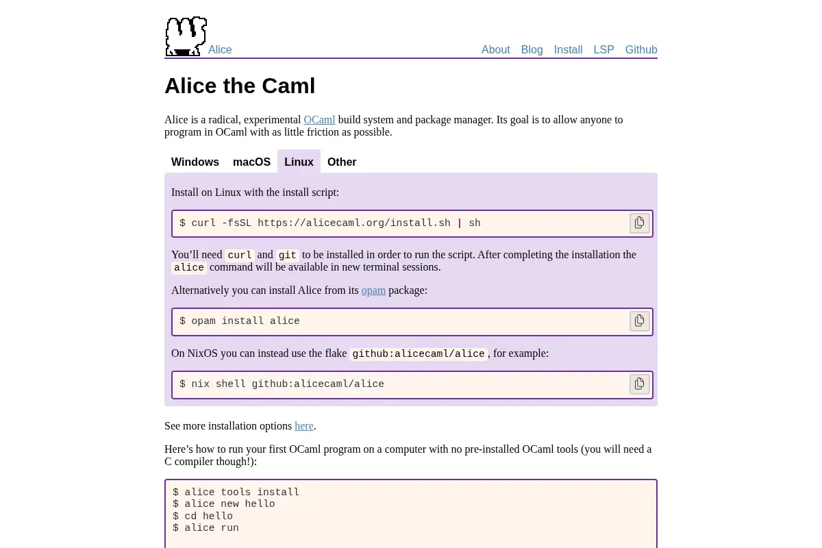 Alice the Caml
