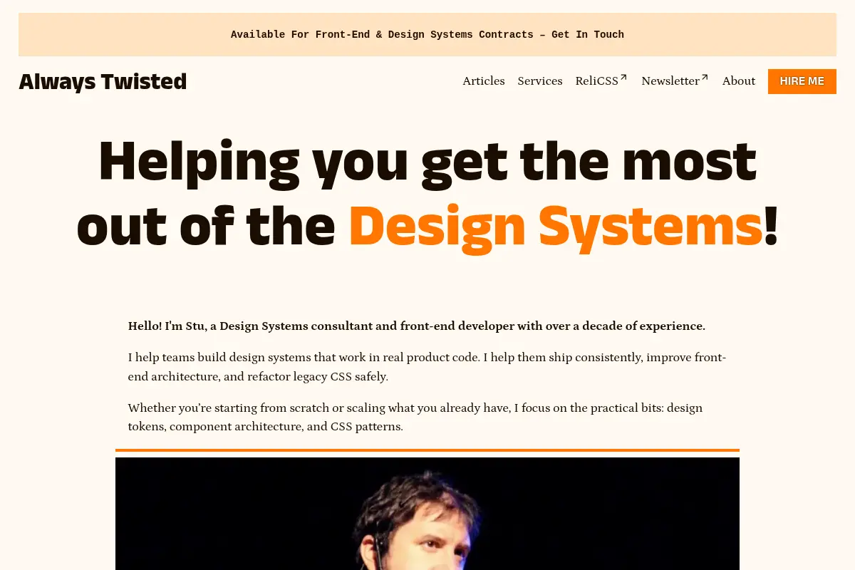 Stuart Robson, Front-End Developer and Design Systems Consultant