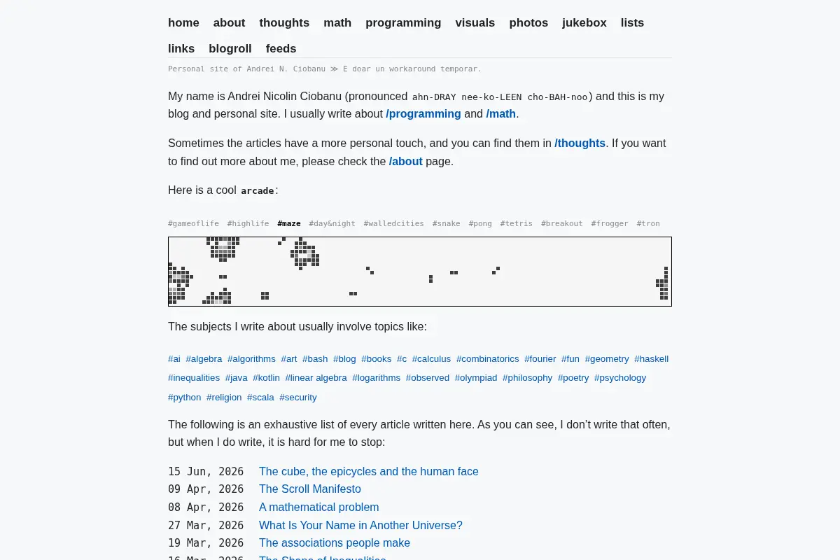 Andrei N. Ciobanu's Personal Site