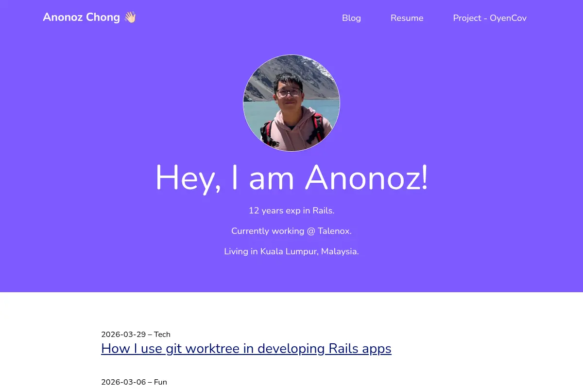 Anonoz Chong | Full-stack web developer in KL, Malaysia