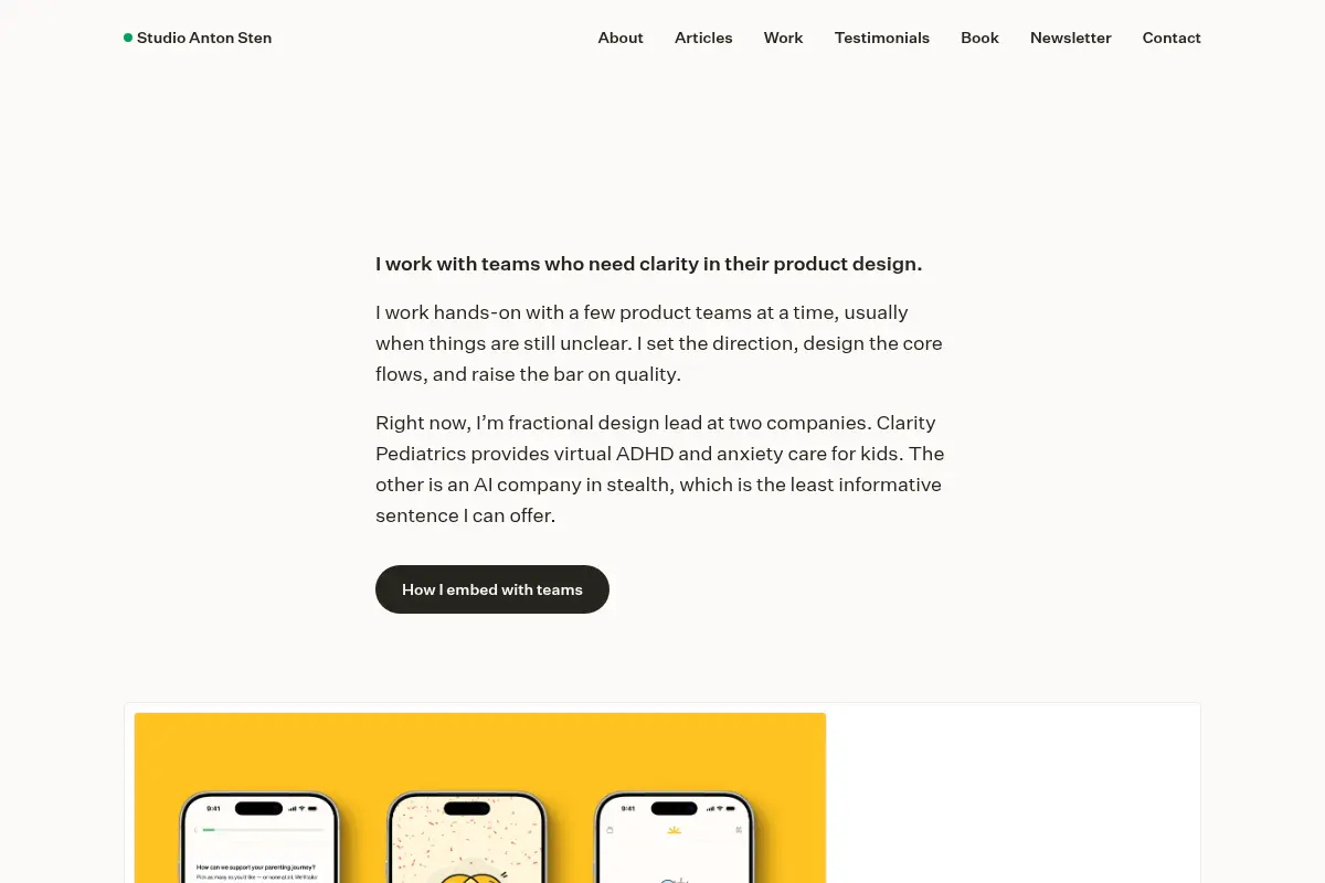 Anton Sten – Product Designer & Fractional Design Lead