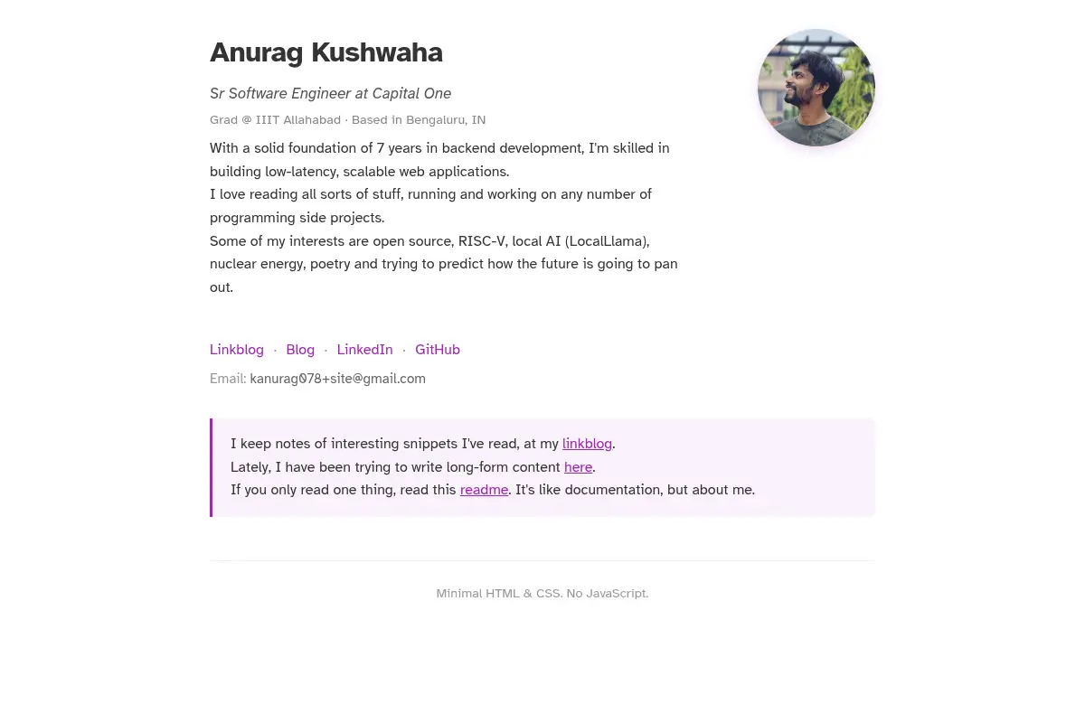 Anurag Kushwaha - Personal Profile