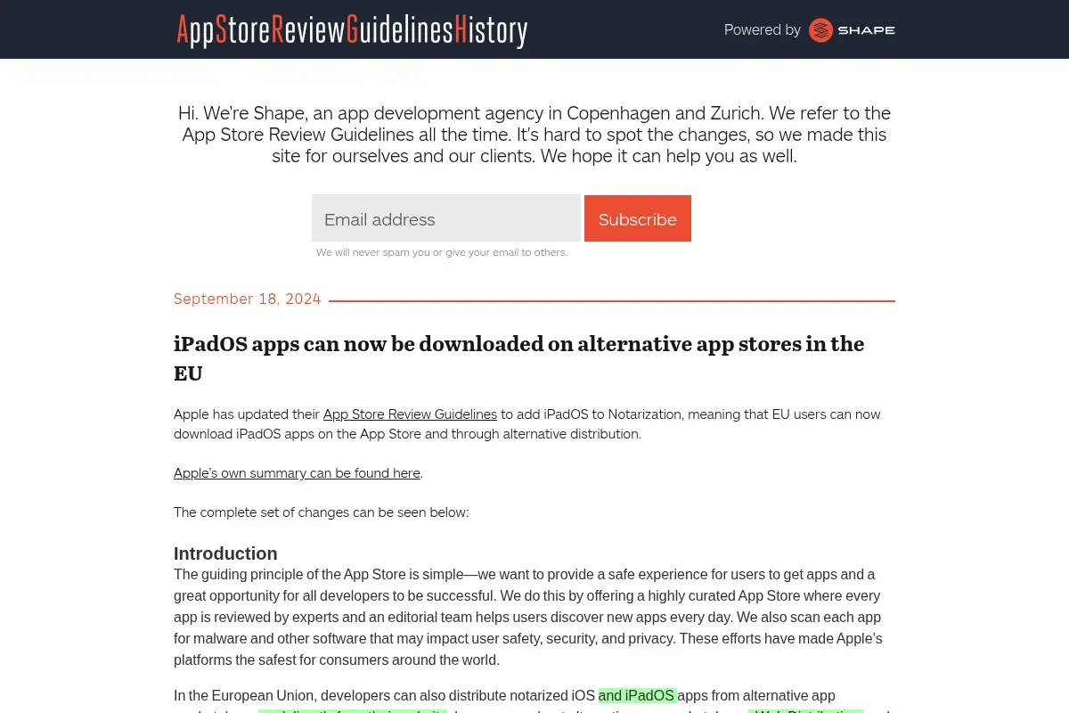 App Store Review Guidelines History
