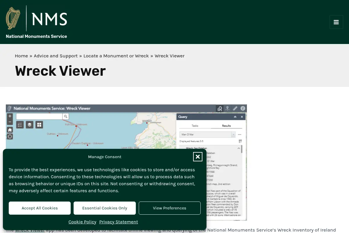 Wreck Viewer - National Monuments Service