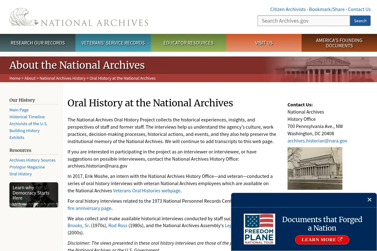 Oral History at the National Archives