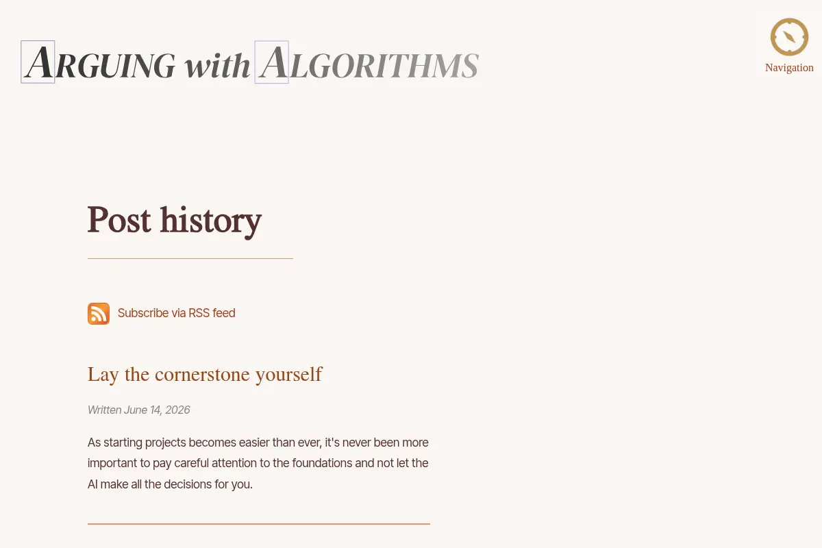 Arguing with Algorithms – Post history
