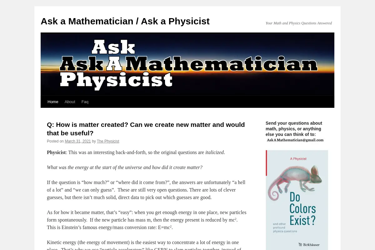 Ask a Mathematician / Ask a Physicist