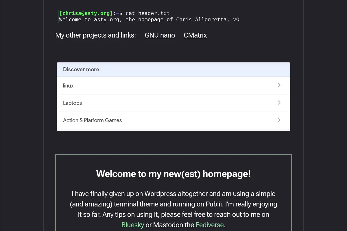 asty.org: The homepage of Chris Allegretta vΩ