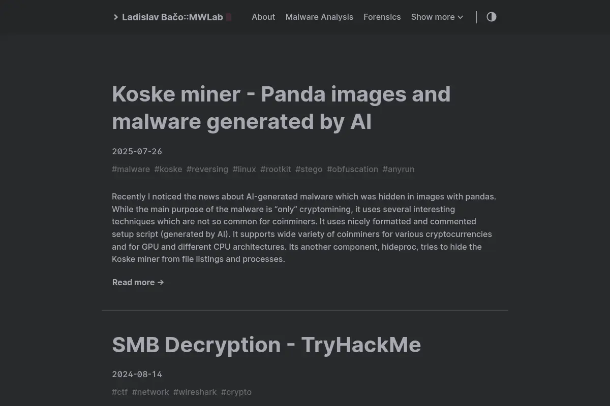MWLab — Ladislav's Malware Lab