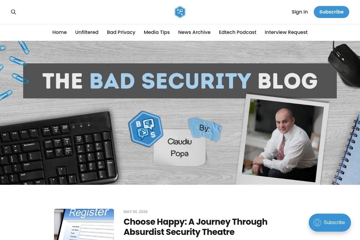 The Bad Security Blog - By Claudiu Popa