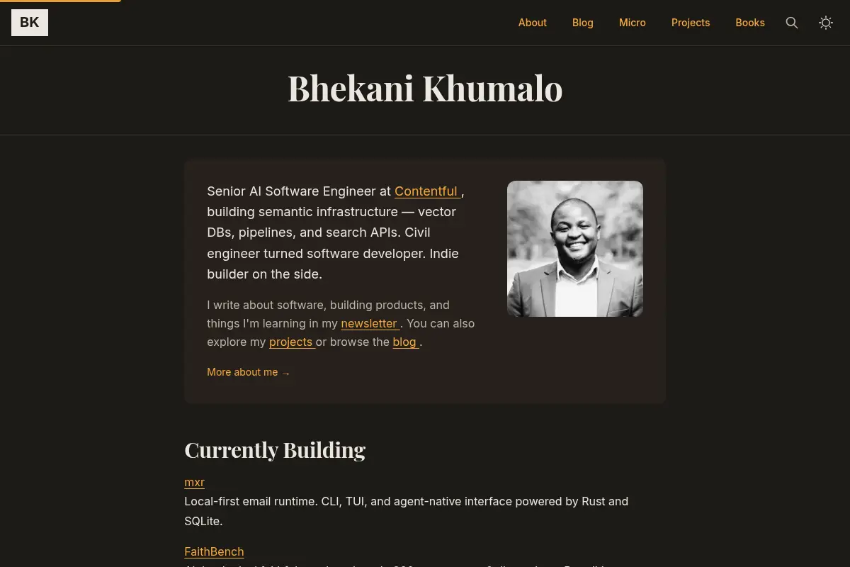 Bhekani Khumalo's Personal Website