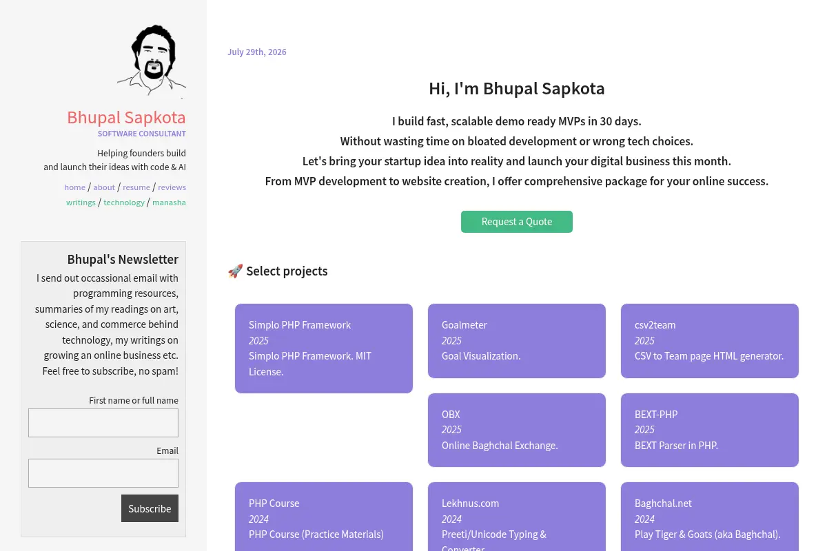 Bhupal's Web Page