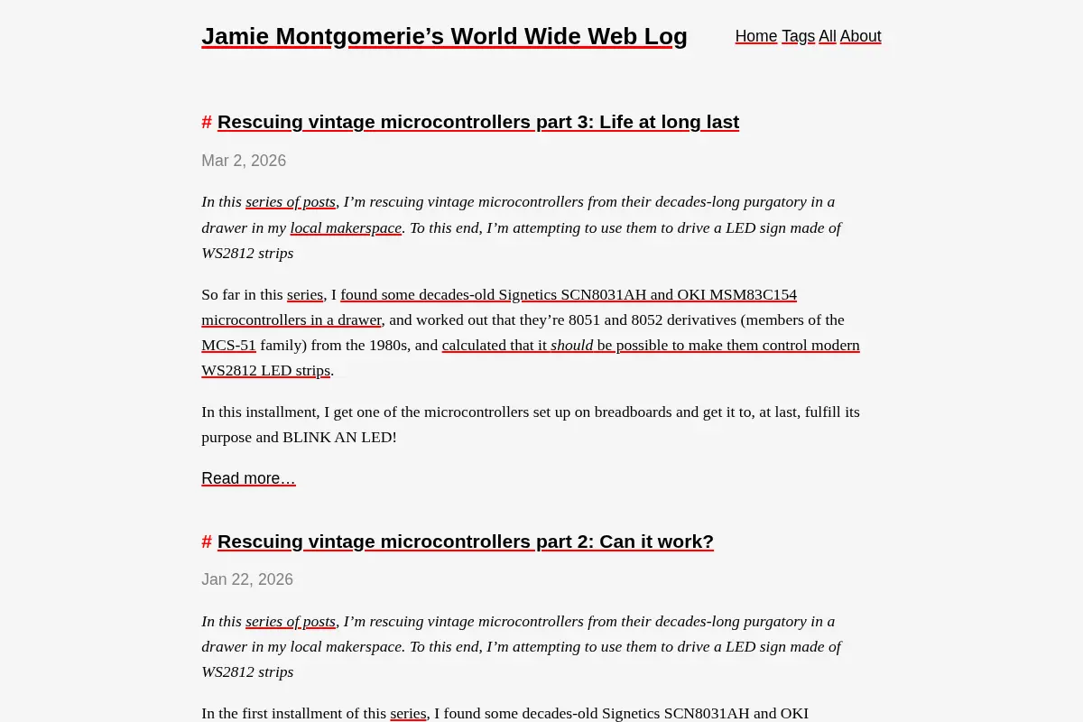 Jamie Montgomerie’s World Wide Web Log