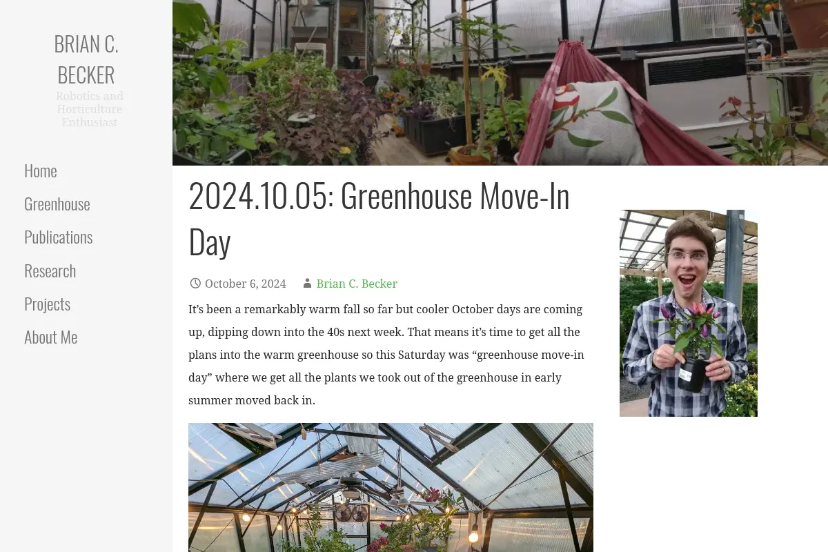 Brian C. Becker – Robotics and Horticulture Enthusiast