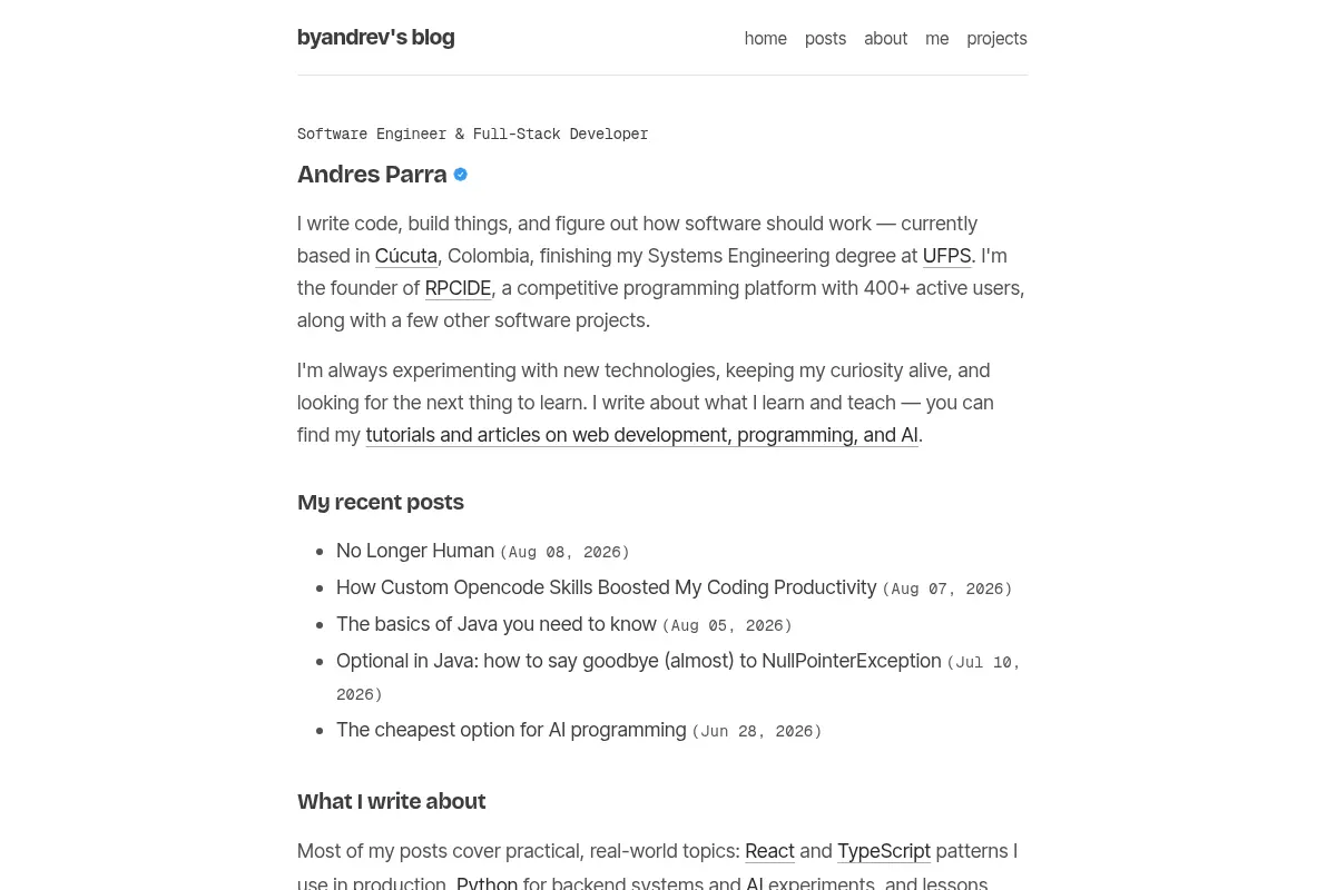 Andres Parra - Software Engineer & Full-Stack Developer
