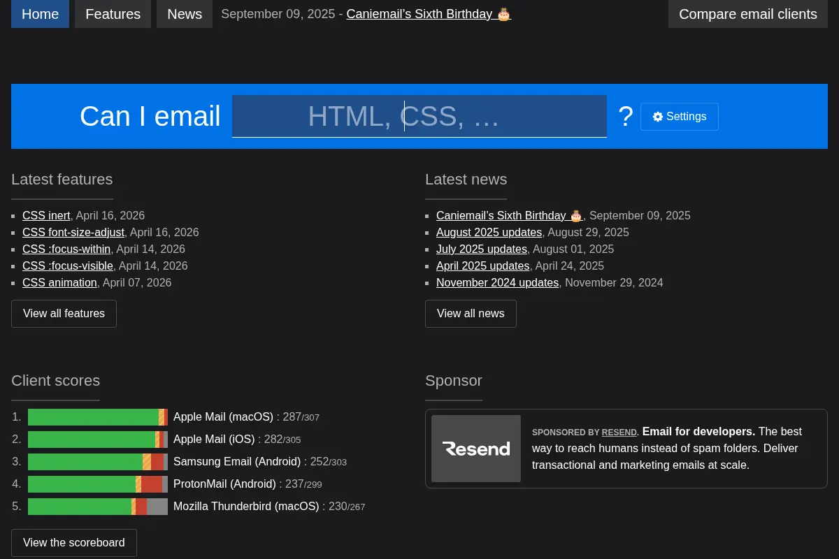 Can I email… Support tables for HTML and CSS in emails