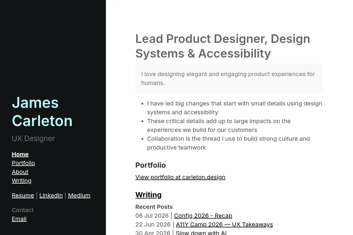 James Carleton - UX Designer