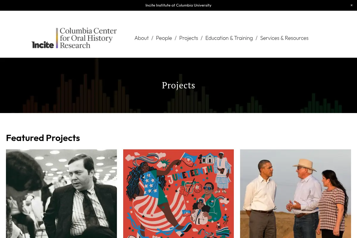 Columbia Center for Oral History Research Projects