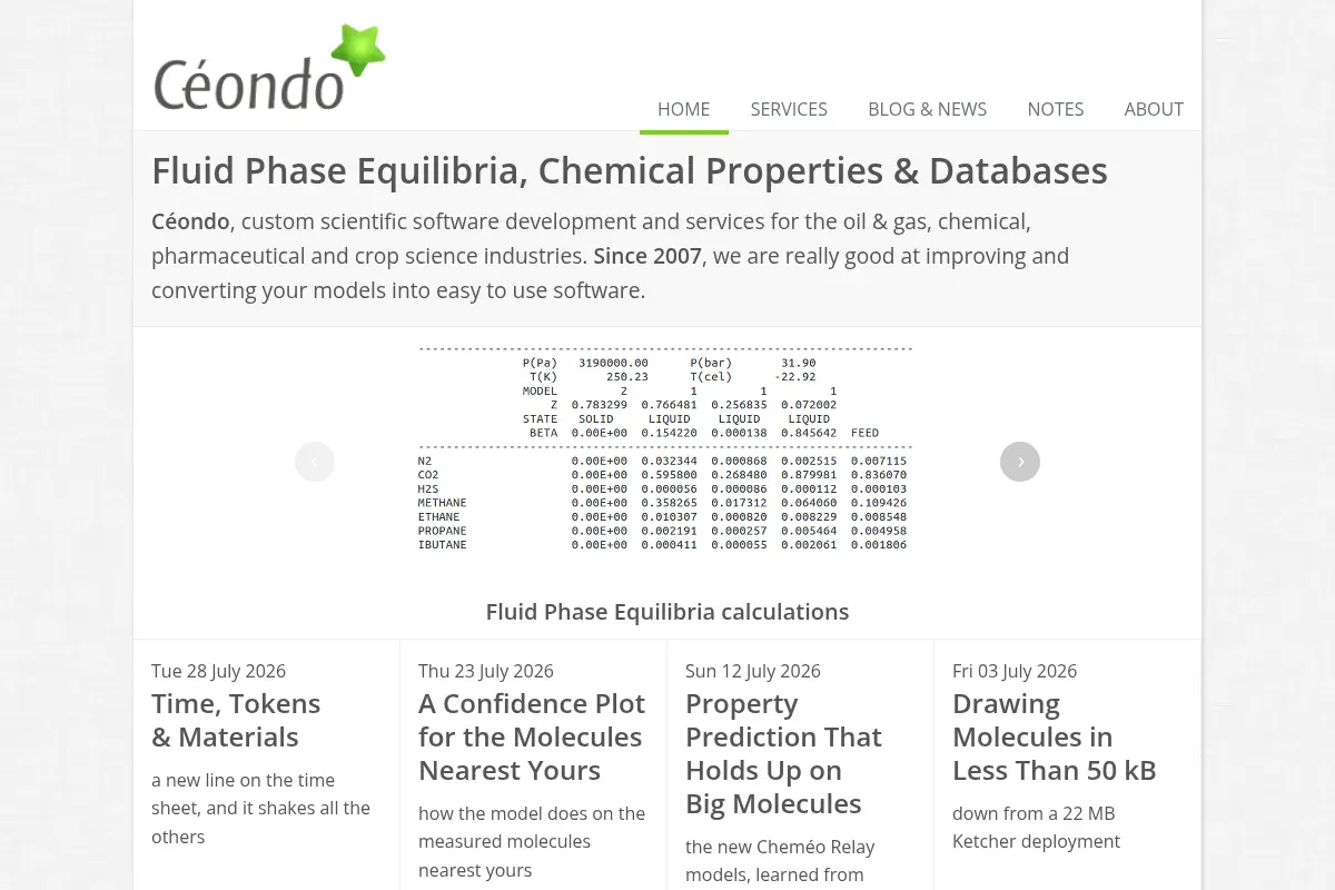Céondo - Fluid Phase Equilibria, Chemical Properties & Databases