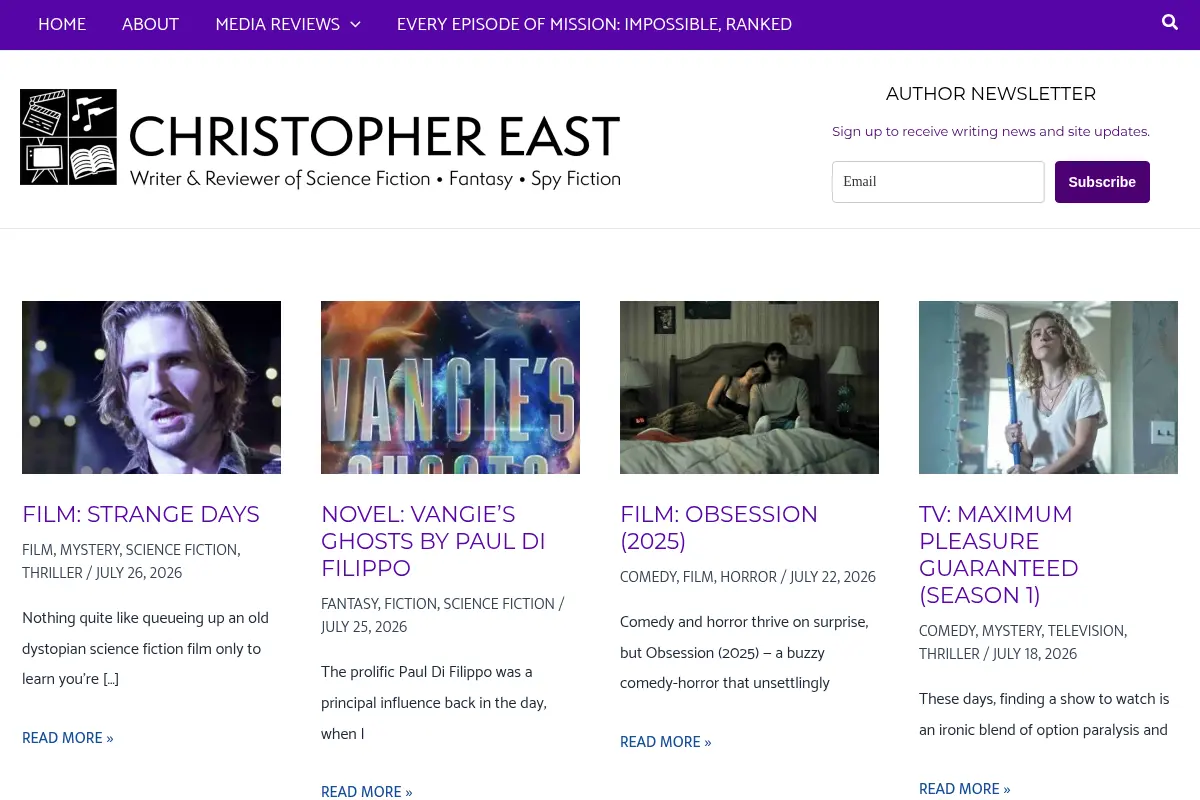 Christopher East – Writer & Reviewer of Science Fiction / Fantasy / Spy Fiction