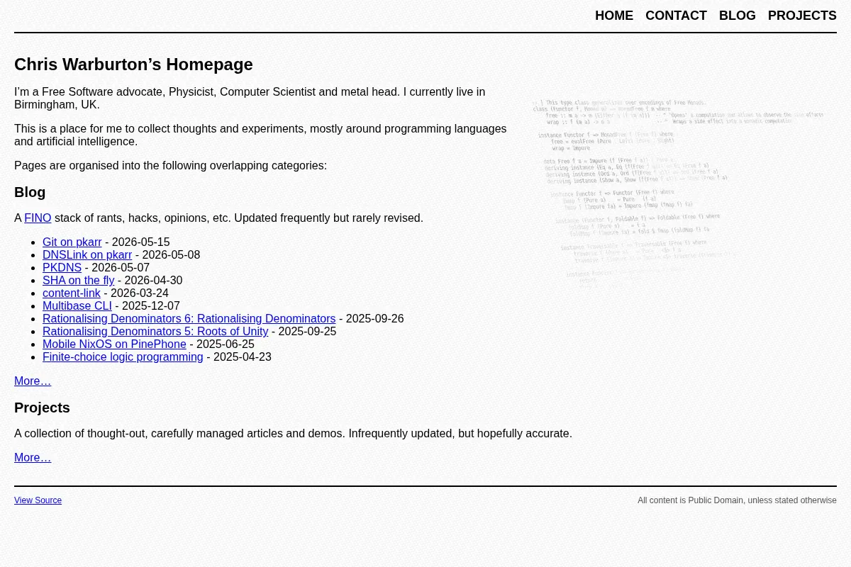 Chris Warburton’s Homepage