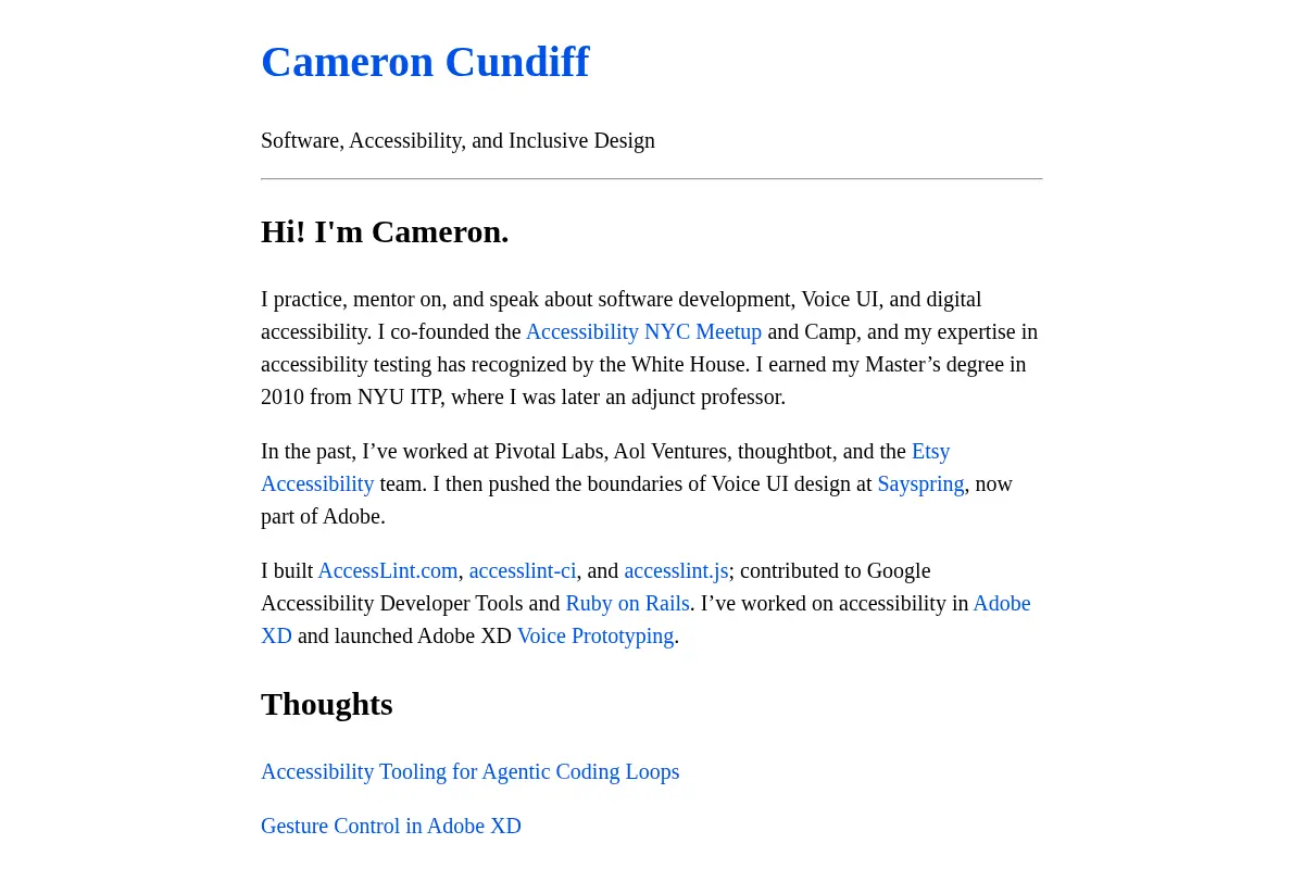Cameron Cundiff - Software, Accessibility, and Inclusive Design