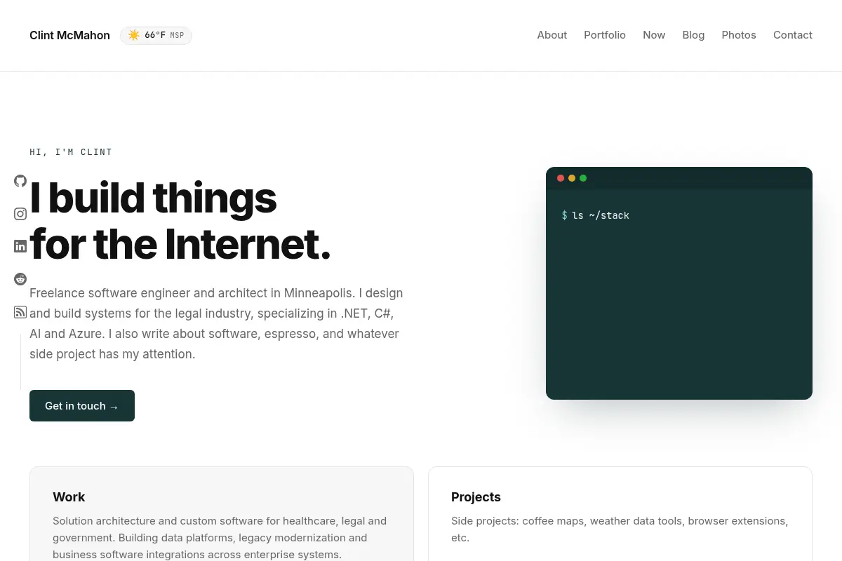 Clint McMahon – Freelance Software Engineer & Architect