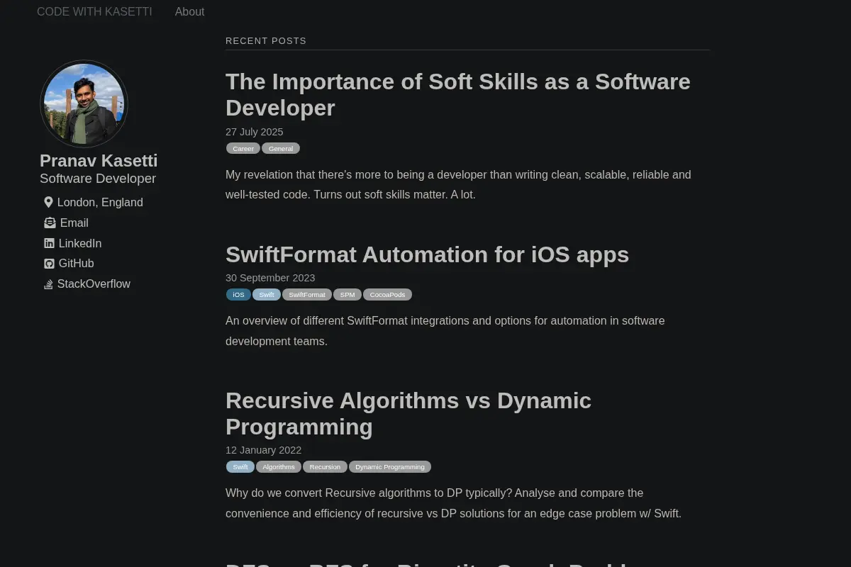 Pranav Kasetti - Software Developer