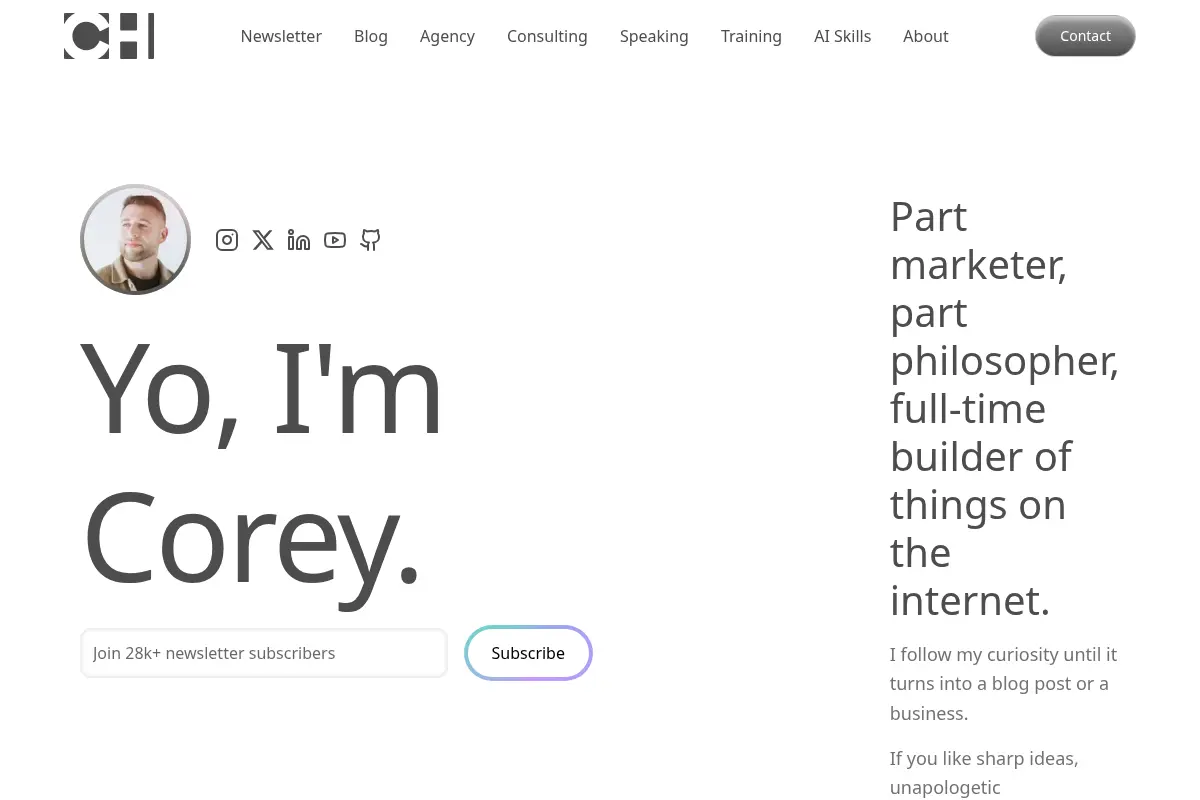 Corey Haines — Marketer, Builder, Writer
