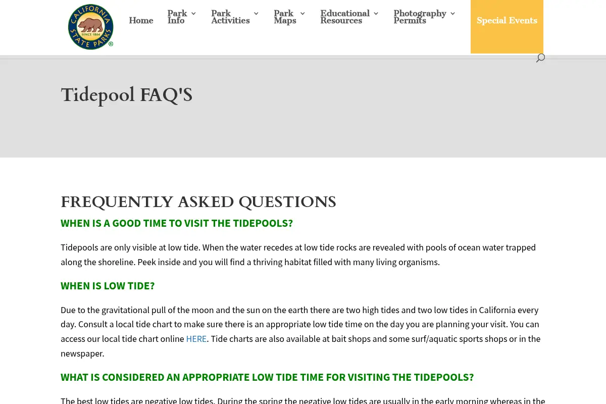 Crystal Cove State Park Tidepool FAQ