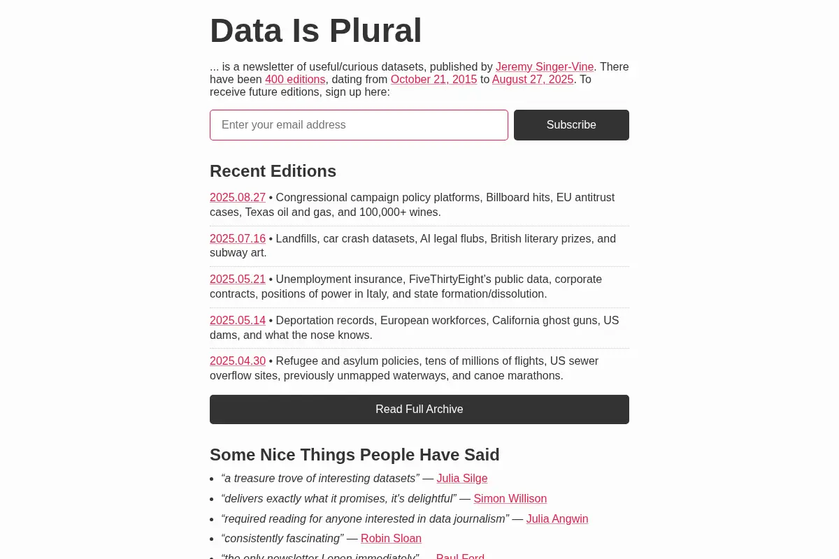 Data Is Plural