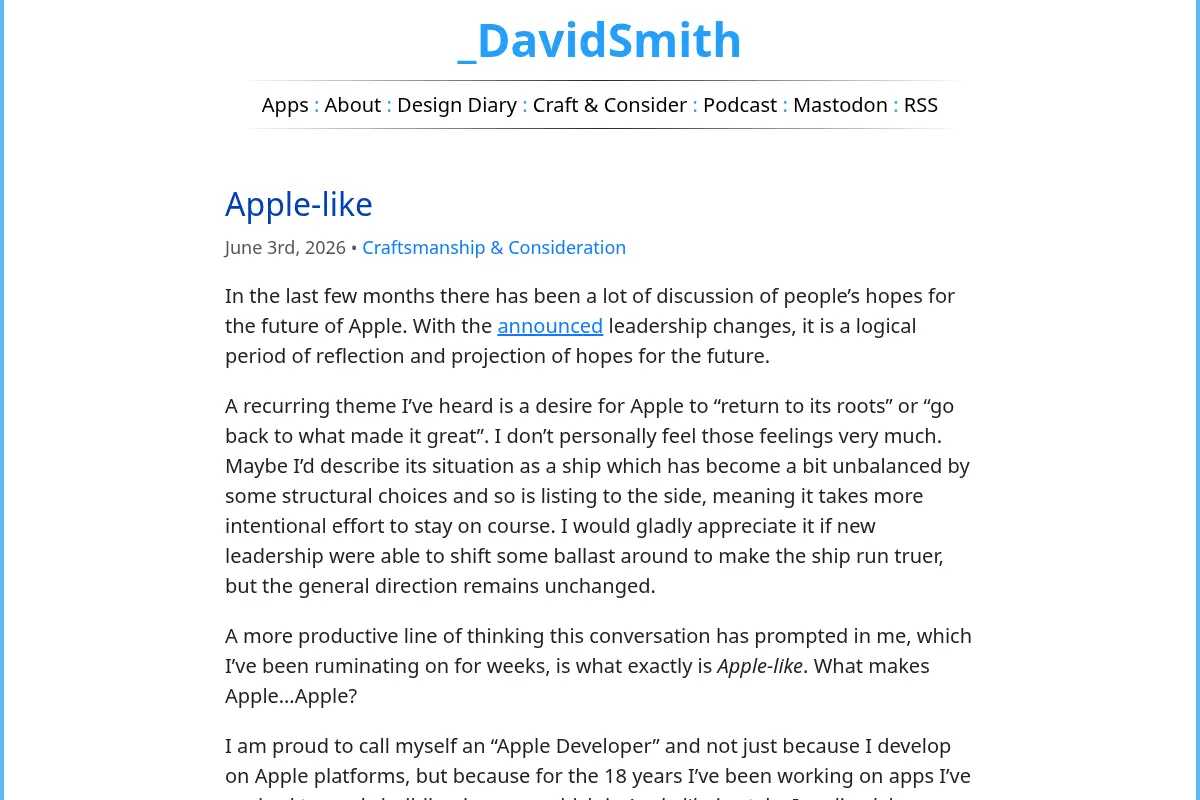 David Smith, Independent iOS Developer