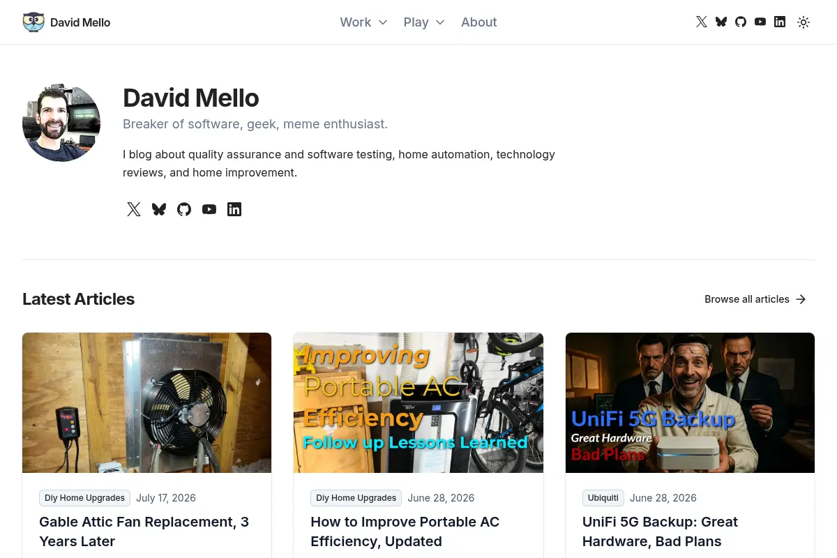 David Mello — Software Testing, Home Automation & DIY